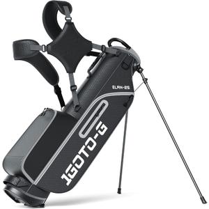 1GoTo-G Lightweight Golf Stand Bag - 4-Way Length Dividers Golf Club Bag with USB Charging Port and Rain Hood for Men & Women, Driving Range & Par 3 (Black)