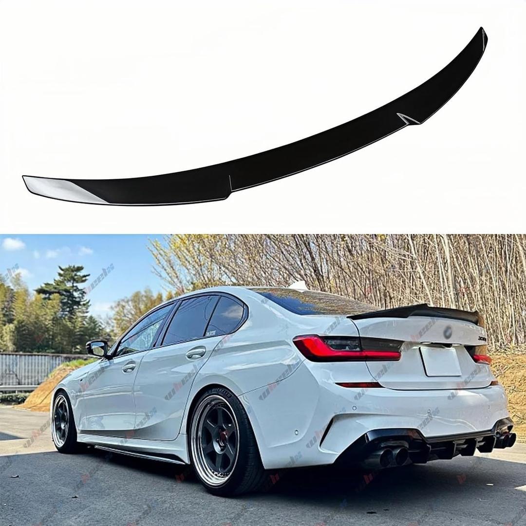Rear Spoiler Compatible with 2019-2026 BMW G20 3 Series & G80 M3, M4-Style Duckbill Fits for 19-26 330i 330e 340i M3 M340i Sedan, Trunk Exterior High Kick Tail Deck Lid Wing Lip (Glossy Black)