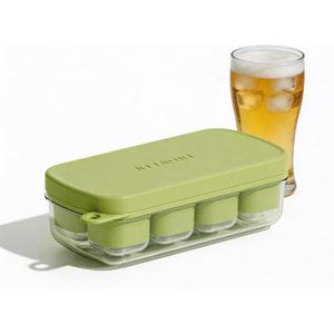 Ice Cube Trays 2Packs 16 Cubes, Easy Release Ice Cube Molds with Lid, Stackable Ice Cube Trays for Freezer, Covered Ice Cube Trays for Cocktails, Whiskey, Coffee, BPA Free (Green)