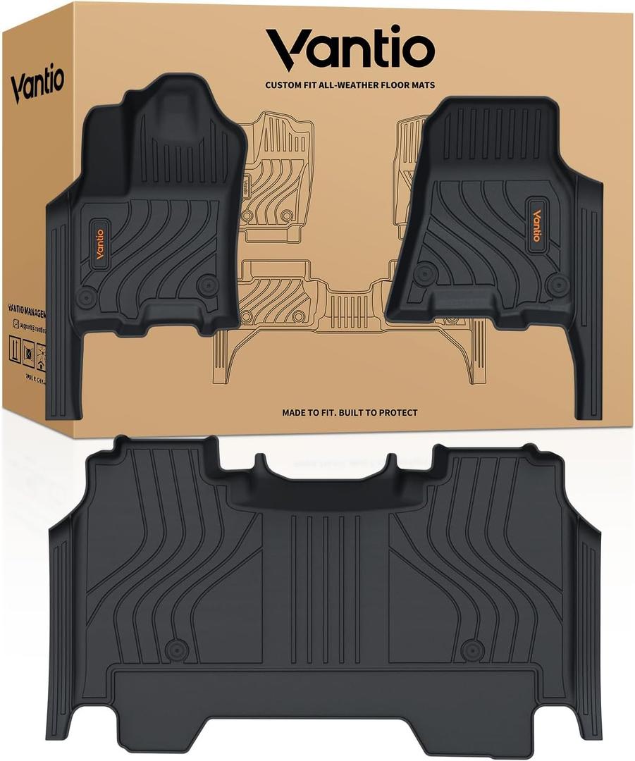 Floor Mats for Ram 1500 2025 2026 2027 Crew Cab Without Rear Under-Seat Storage Fit Bucket Seat (Not for Quad Cab&Bench Seats), All Weather TPE Custom Fit Floor Liners 1st & 2nd Row, Black