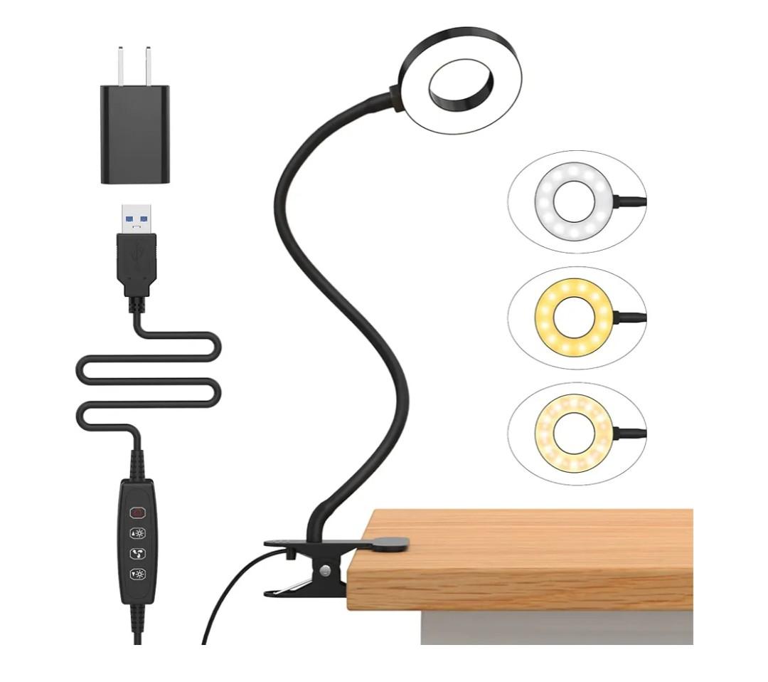 iZELL Desk Lamp, [3 Color Modes & 10 Brightness] LED Reading Light with Clamp, Silicone Flexible Arm Book Light for Kids Reading Book in Bed at Night Clip on Table, Headboard, Dorm - 15.8‘’ Black