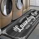 Laundry Room Long Mat Area Rug Non-Slip Floor Mat Waterproof Farmhouse Carpet for Kitchen 40" x 20" (Black/Grey)