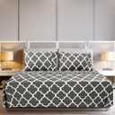 Utopia Bedding Queen Sheet Set, Soft Microfiber 4 Piece Bed Sheets with 15" Deep Pocket - Easy Care Brushed Microfiber (Quatrefoil - Grey)