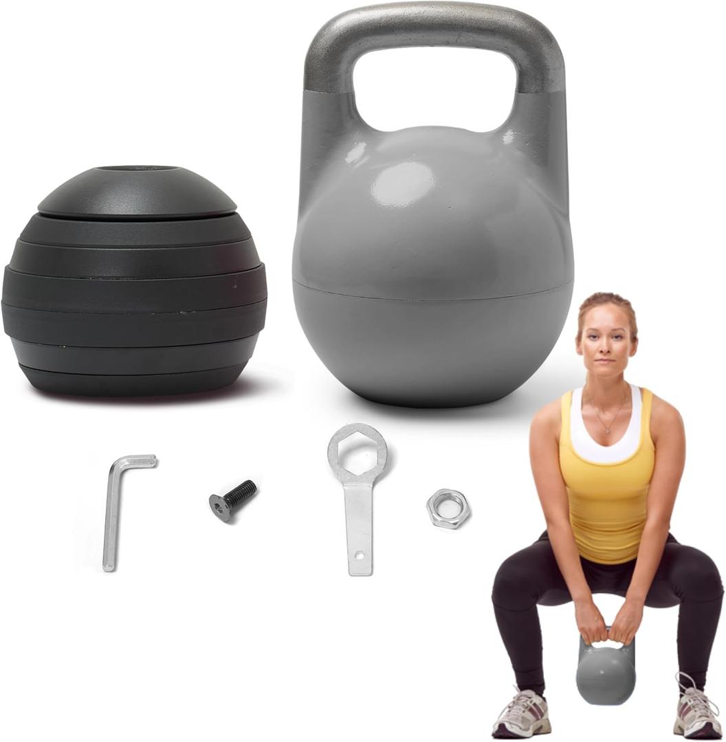 Kettlebell Kings Adjustable Kettlebell Set, 26-70 lb - Strength Training Kettlebells with 7 Plates - Secure Lock System and Durable Steel Kettle Bell for Swings, Squats, Presses and Full-Body Training