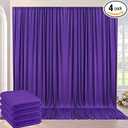 20ft×10ft Wrinkle Free Dark Purple Backdrop Curtain for Party, 4 Panels 5ft×10ft Soft Silky Polyester Purple Photo Backdrop Drapes for Birthday Baby Shower Wedding Photography