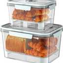 SISAYWEY Bread Box for Kitchen Countertop: 2 Pack Airtight Breadbox Food Storage Container, Portable Large Plastic Clear Container with Lid for Homemade Bread, Toast, Bagel, Donut, Cookies and Fruits