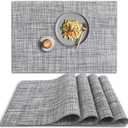 homEdge PVC Placemat, 4 PCS of Non-Slip Heat Resistant Place Mats, Washable Vinyl Placemats, Set of 4  Gray