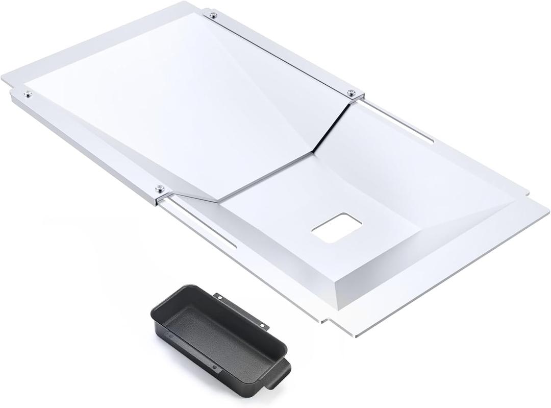 Uniflasy Universal Grease Tray with Catch Pan fits Nexgrill, Charbroil, Dynaglo, Kenmore, BHG, Grill Master, Backyard, Uniflame, Expert Gas Grill, Adjustable Drip Pan for 3/4/5 Burner Gas Grill (Sliver23.6"to 31.6")