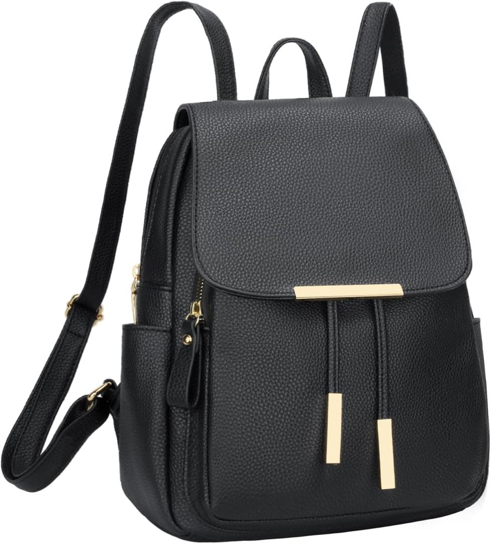 KKXIU Trendy Leather Backpack Purse for Women and Ladies Shoulder Travel Daypacks Bags (A-Black)