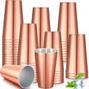Jingmore 100 Pack 16 oz Disposable Plastic Cups Aluminum Party Tumbler Stackable Plastic Drinking Cups for Hot Cold Drinks Coffee Cocktail Beverage for Wedding Birthday Graduation Picnic(Rose Gold)