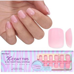 BTArtbox XCOATTIPS Natural Nail Tips  Extra Short Square Press On Nails Pink, Long Lasting Soft Gel Nails False Nail, Soak Off Acrylic Fake Nails Extensions for Nail Art DIY Women