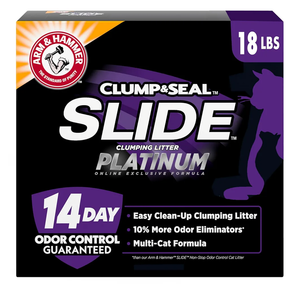 ARM & HAMMER Clump & Seal SLIDE Platinum Multi-Cat Clumping Litter, Easy Clean, Superior Odor Control, 18 Lbs