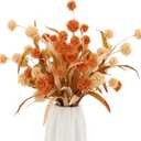 Artificial Bush Mini Ball Flowers, Faux Billy Button Thistle Globe Echinops Bouquet Floral, Fake Silk Greenery Plants for Home DIY Decor,A Pack of 2,Apricot and Coral Gold