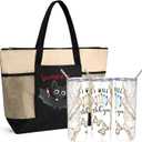 Buryeah 2 Pcs Nurse Appreciation Week Gifts I Will Stab You 20 oz Marble Tumbler Lid Large Tote Bag with Mesh Pockets Thank You for Nurse Doctors Day Gift(Khaki)
