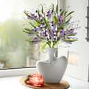 Giegxin 6 Bundles Fake Artificial Flowers Bouquet Spring Silk Flowers Arrangements Faux Wildflowers Bouquets Stems Fake Plants for Wedding Table Centerpiece Rustic Home Vase Floral Table(Lavender)