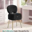 SONGMICS Vanity Chair, Makeup Stool with Folding Backrest,  Ink Black