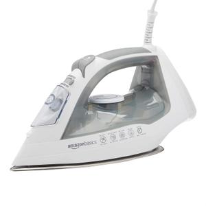 Amazon Basics Steam Iron for Clothes with Safety Auto Shut-Off, Handheld Garment Steamer, Wrinkle Remover, Stainless Steel Soleplate, Anti-Drip, 1700-Watt, 1.62ft, Gray