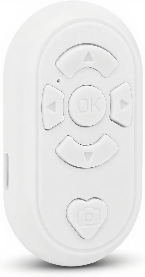 Bluetooth Page Turner Remote Control, Wireless Selfie Shutter, TikTok Scrolling, Compatible with iOS/, White