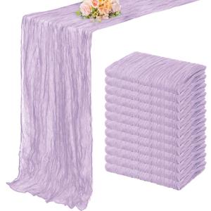 12 Pack Lilac Cheesecloth Table Runner 10FT Rustic Gauze Cheese Cloth Table Runner for Wedding 20 x 120 Inch Long Bridal Baby Shower Table Decor Boho Fabric Sheer Birthday Party Table Decorations