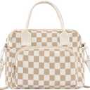 OYLOLA Lunch Bag Women Lunch Box for Women Adult Cute Insulated Lunch Bag Lager Cooler Lunch Tote Bags for Work Picnic (Beige-Brown Plaid)