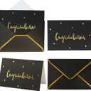 Winoo Design Gold and Black Congratulations Cards with Envelopes - 36 PK - 4x6 Inches, Graduation Cards Pack, Graduation Engagement New Home Congrats Card
