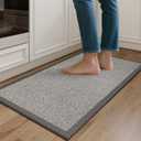 YDKGL Kitchen Mats for Floor, Rubber Backing Kitchen Rugs Non Slip Washable, Super Absorbent Jute-Like Braid Kitchen Runner Rug Sink Mat Standing Mat, Easy to Clean, Gray 17"x30"