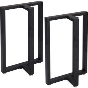 TIEOU Metal Table Legs 28 Inch Heavy Duty T Shape Metal Desk Legs Set of 2 Industrial Furniture Legs, Modern Black Table Leg(28" H X18''W)