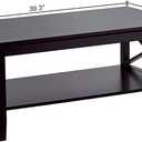 ChooChoo Oxford Coffee Table with Thicker Legs, Black Wood Coffee Table with Storage for Living Room, 40 Inches