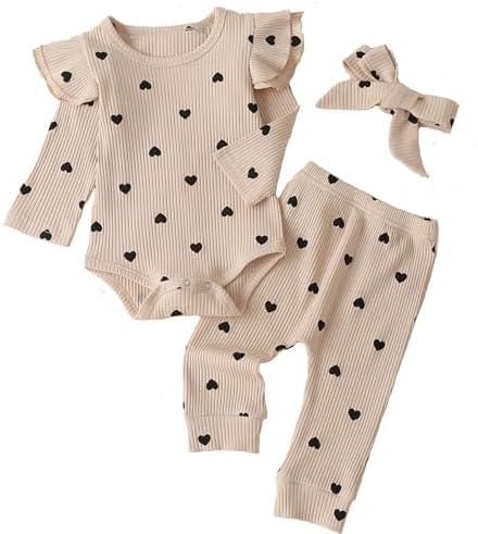Amazon.com: Fullfamous Infant Baby Girl Clothes Outfits,Fall Winter Romper Christmas Clothing Set 0-3 months Ecru Heart: Clothing, Shoes & Jewelry