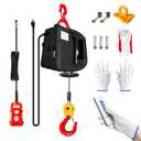 Power Electric Portable Hoist Winch 1540LBS, 3 in 1 Electric Cable Hoist 110V 25 FT with Lifting Strap, Electric Hoist Lift Ceiling Winch for Lifting Towing