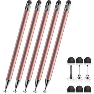 Bopomofo Stylus (5 Pcs), 2-in-1 Stylus Pen for Touchscreen, High Precision and Sensitivity, Suitable for iPhone/ipad/Android Tablets, Compatible with Touch Screens,Rose Gold