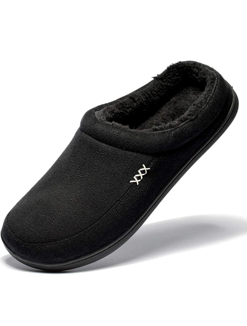 NewDenBer Men's Warm Memory Foam Suede Plush Fleece Lined Slip on Indoor Outdoor Clog House Slippers 6-7D