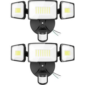 Onforu 2 Pack 75W LED Motion Sensor Outdoor Lights, 7000LM Dusk to Dawn Outdoor Lighting, 6500K Motion Detector Flood Light, IP65 Waterproof Hardwired LED Security Light for Yard Garage (Black)