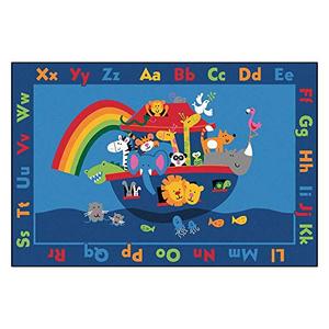 Carpets for Kids KID$Value Plus 72.96 Noah's Alphabet Animals Children's Classroom Rug 6ft x 9ft Rectangle Blue