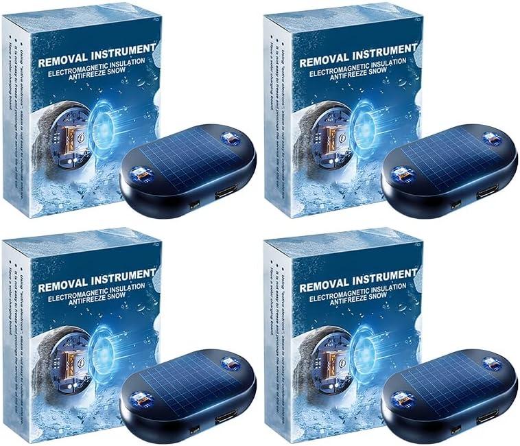 Electromagnetic Car Snow Removal Device,Auto Windshield Frost Guard, Hands-Free Ice Prevention Tool with Solar Charging, Portable Dash Mount for Winter Driving (4SETS)