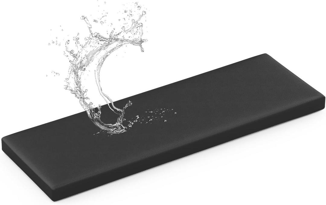 Shinnwa Waterproof Bench Cushion with Ties for Indoor Furniture, Dual-Layer Memory Foam Bench Seat Cushion with Faux Leather Cover and Non-Slip Bottom, 48 x 16 x 2, Black