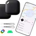 Bluetooth Tracker for Android 2-Pack, Google Certified Anti-Lost tag, Smart Item Locator with Global Network & Replaceable Battery for Keys, Wallet, Luggage, Pets-Black