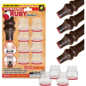Ruby Sliders As Seen On TV by BulbHead - Red Means Theyre Authentic - Premium Chair Covers Protect Hardwood & Tile Floors from Scratching - Fits Most Furniture Leg Sizes & Shapes - 8 Pack