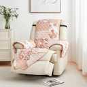 Reversible Patchwork Recliner Chair Cover - Washable Slipcover Furniture Protector with Elastic Straps - Couch Cover for Dogs, Kids, and Pets - Box-Stitched Detail (Recliner, Dusty Rose)