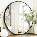 Black Circle Mirror, Round Bathroom Mirror 20 inch, Round Wall Mirror Metal Frame, Circle Mirrors for Bathroom, Vanity, Bedroom, Hallway.