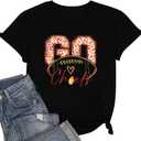 Football Shirts for Women Game Day Tshirt Vintage Leopard Soccer Splatter Graphic Tee Team Fan Gifts Tops (Small, Black)