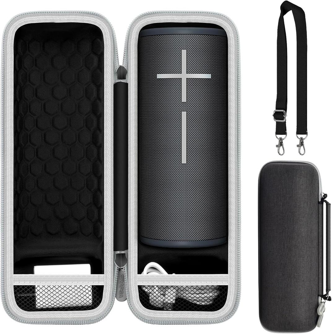 Case Compatible with Ultimate Ears Boom 4 Portable Waterproof Bluetooth Speaker, Travel Carrying Storage Holder for UE 3 4, USB Cable and Adapter (Box Only) -Black
