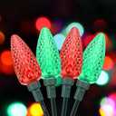 DEWENWILS C9 Christmas Lights Outdoor, 33.3ft 50LED Christmas Tree Lights, Waterproof, Big Christmas Lights, Extendable for Wedding Party Christmas Decoration, Green Wire, Red & Green, UL Listed