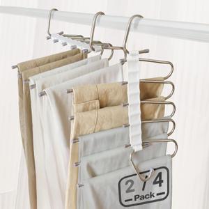 4packs Pants Hangers Space Saving Metal Closet Organizer,Clothes Pant Jean Hangers,Anti-Slip Design,Closet Organizers and Storage for Skirts Scarf Legging