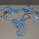 Lilosy Sexy Underwire Cute Push Up Strappy Embroidered Mesh Sheer Lingerie Set See Through Panty Bra (Blue, XS)
