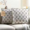 CPC 100% Cotton Throw Pillow Covers 20x20 Inch, Set of 2 Green Block Print Pattern Couch Pillow, Cute Boho Decorative Pillows for Living Room, Bedroom with Hidden Zipper- Fall Green