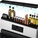 30" Magnetic Stove Top Shelf, Silicone Over the Stove Spice Rack Organizer | Heat Resistant Silicone, Anti-Rattle No-Scratch Range Shelf, 3 Functional Partitions Kitchen Storage for Spices
