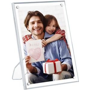 Egofine 5x7 Acrylic Frame 1 Pack, Clear Picture Frames with Stand, Magnetic Acrylic Photo Frames for Tabletop Display Horizontally or Vertically