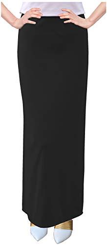 Baby'O Women's Basic Modest 37" Ankle Length Stretch Knit Straight Skirt (Black, Size 8)
