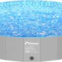 Peteast Foldable Dog Pool with 2 Flying Disks, Durable Hard Plastic Dog Swimming Pools for Large Dogs, Collapsible Pet Pool for Backyard & Indoor, Ideal Kiddie Pools for Dogs and Kids, 87 in